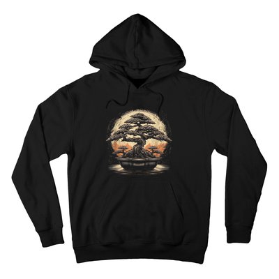 Bonsai Tree And The Rising Sun In Japan Design Hoodie