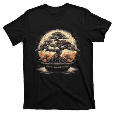 Bonsai Tree And The Rising Sun In Japan Design T-Shirt