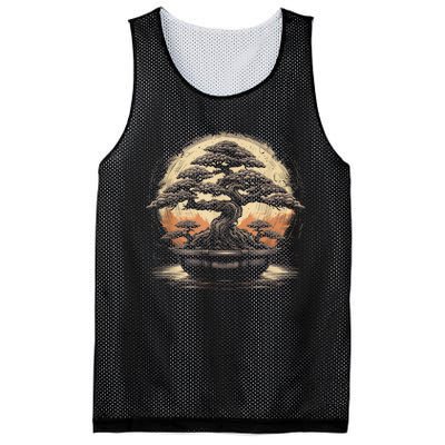 Bonsai Tree And The Rising Sun In Japan Design Mesh Reversible Basketball Jersey Tank