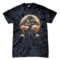 Bonsai Tree And The Rising Sun In Japan Design Tie-Dye T-Shirt