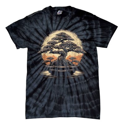 Bonsai Tree And The Rising Sun In Japan Design Tie-Dye T-Shirt