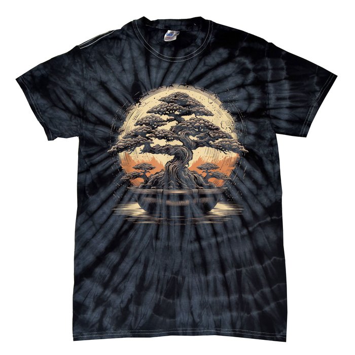 Bonsai Tree And The Rising Sun In Japan Design Tie-Dye T-Shirt