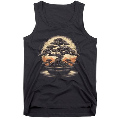 Bonsai Tree And The Rising Sun In Japan Design Tank Top