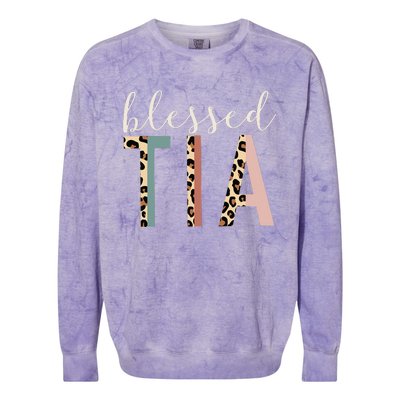 Blessed Tia Aunt Cute Leopard happy mother's day Colorblast Crewneck Sweatshirt