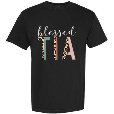 Blessed Tia Aunt Cute Leopard happy mother's day Garment-Dyed Heavyweight T-Shirt