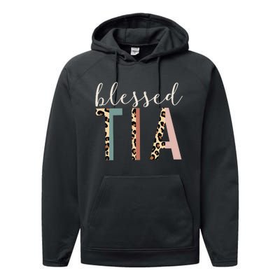 Blessed Tia Aunt Cute Leopard happy mother's day Performance Fleece Hoodie