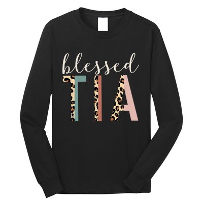 Blessed Tia Aunt Cute Leopard happy mother's day Long Sleeve Shirt