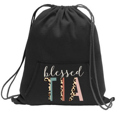 Blessed Tia Aunt Cute Leopard happy mother's day Sweatshirt Cinch Pack Bag