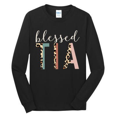 Blessed Tia Aunt Cute Leopard happy mother's day Tall Long Sleeve T-Shirt