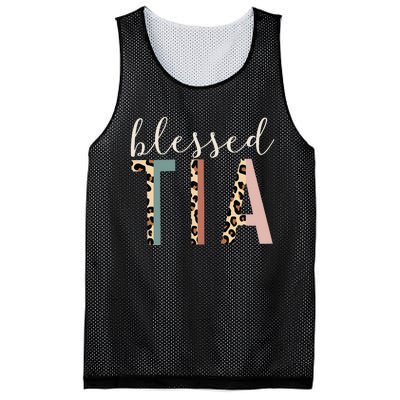 Blessed Tia Aunt Cute Leopard happy mother's day Mesh Reversible Basketball Jersey Tank