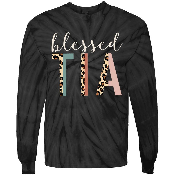 Blessed Tia Aunt Cute Leopard happy mother's day Tie-Dye Long Sleeve Shirt