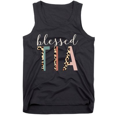 Blessed Tia Aunt Cute Leopard happy mother's day Tank Top