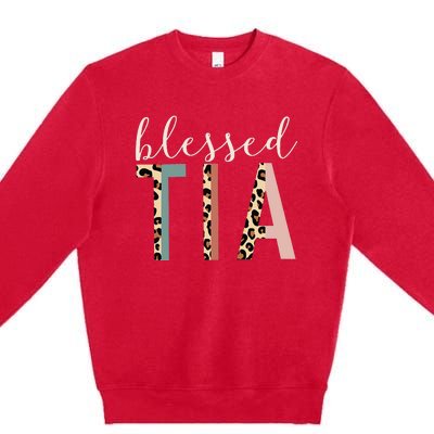 Blessed Tia Aunt Cute Leopard happy mother's day Premium Crewneck Sweatshirt