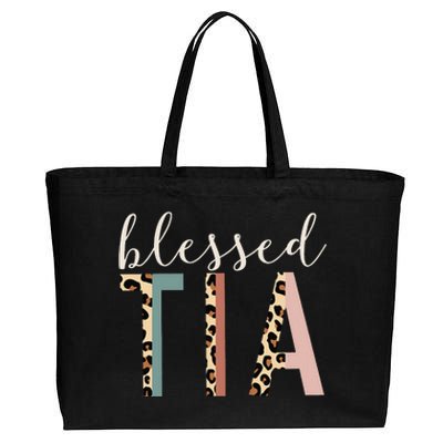 Blessed Tia Aunt Cute Leopard happy mother's day Cotton Canvas Jumbo Tote