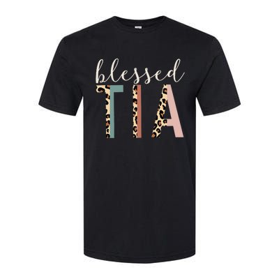 Blessed Tia Aunt Cute Leopard happy mother's day Softstyle CVC T-Shirt