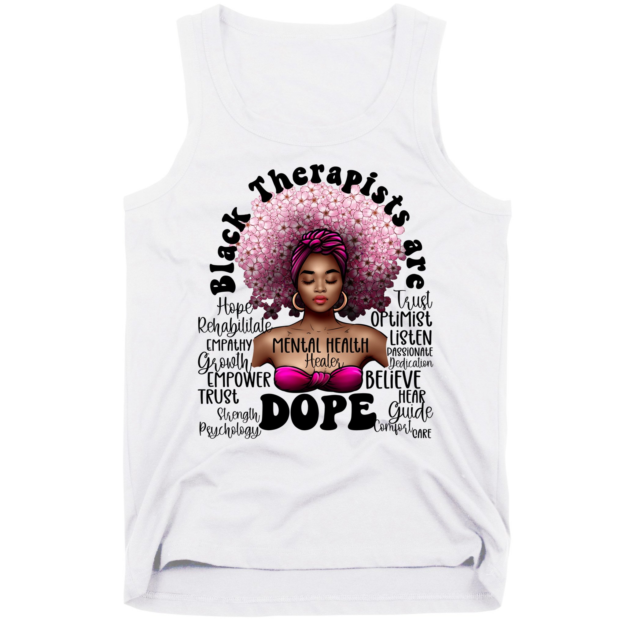 Black Therapists Are Dope Floral Afro Black Queen Cool Gift Tank Top