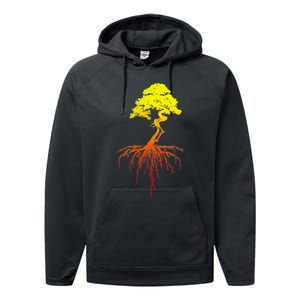 Bonsai Tree Art Sunset Performance Fleece Hoodie