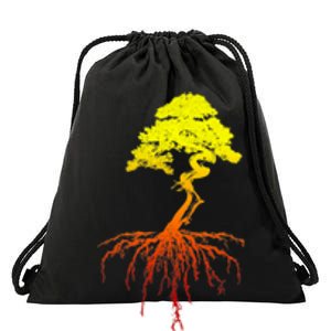 Bonsai Tree Art Sunset Drawstring Bag