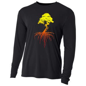 Bonsai Tree Art Sunset Cooling Performance Long Sleeve Crew