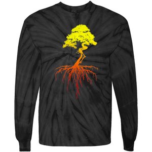 Bonsai Tree Art Sunset Tie-Dye Long Sleeve Shirt