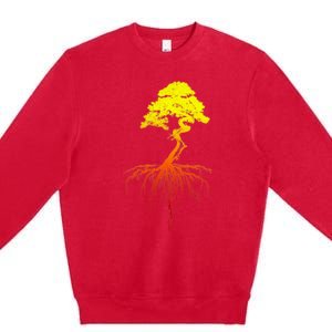 Bonsai Tree Art Sunset Premium Crewneck Sweatshirt