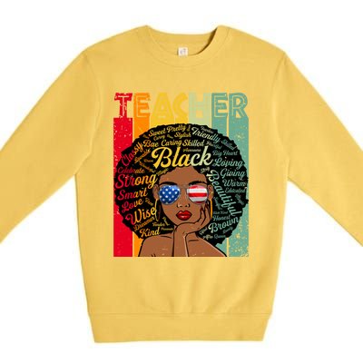 Black Teacher Afro Juneteenth Black History Month Gift Premium Crewneck Sweatshirt