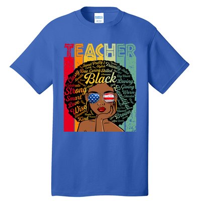 Black Teacher Afro Juneteenth Black History Month Gift Tall T-Shirt