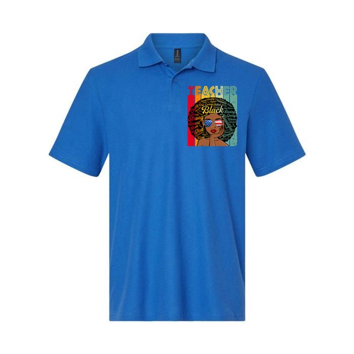 Black Teacher Afro Juneteenth Black History Month Gift Softstyle Adult Sport Polo