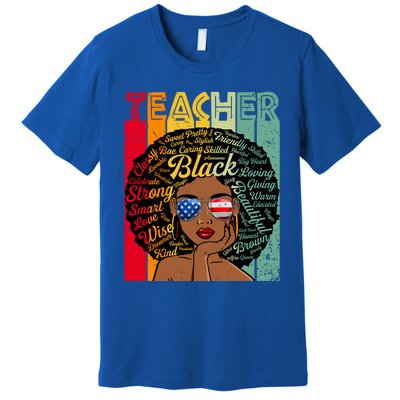 Black Teacher Afro Juneteenth Black History Month Gift Premium T-Shirt