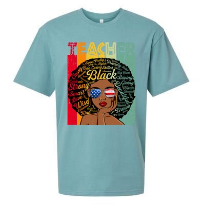 Black Teacher Afro Juneteenth Black History Month Gift Sueded Cloud Jersey T-Shirt