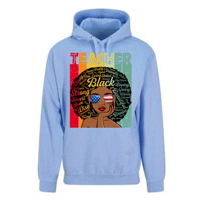 Black Teacher Afro Juneteenth Black History Month Gift Unisex Surf Hoodie