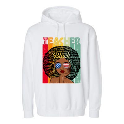 Black Teacher Afro Juneteenth Black History Month Gift Garment-Dyed Fleece Hoodie