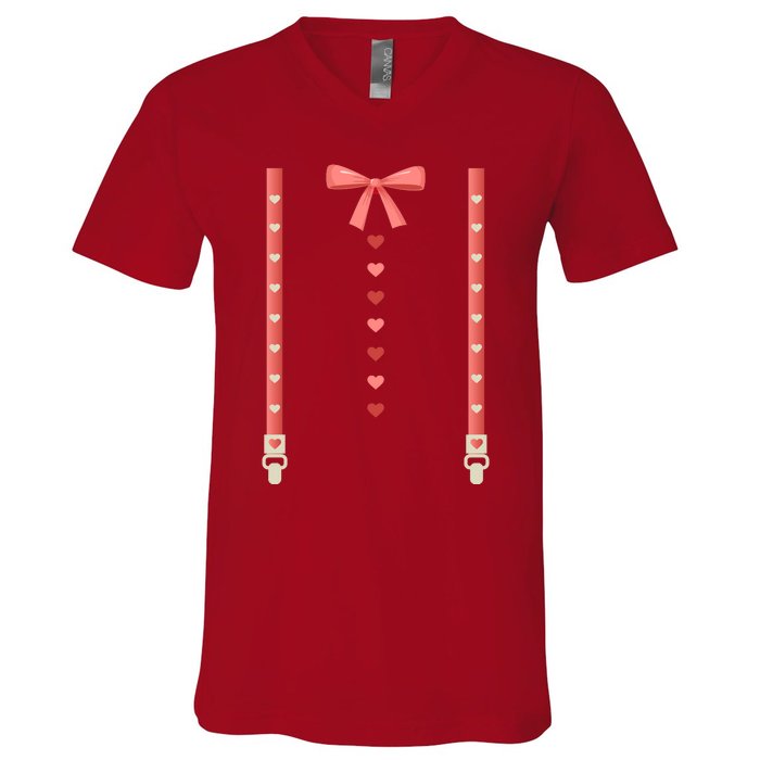 Bow Tie And Suspenders V-Neck T-Shirt