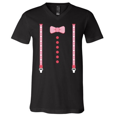 Bow Tie And Suspenders V-Neck T-Shirt