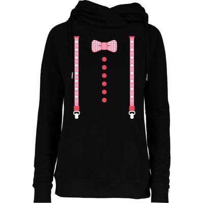 Bow Tie And Suspenders Womens Funnel Neck Pullover Hood