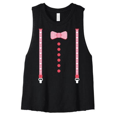 Bow Tie And Suspenders Women's Racerback Cropped Tank