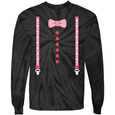 Bow Tie And Suspenders Tie-Dye Long Sleeve Shirt