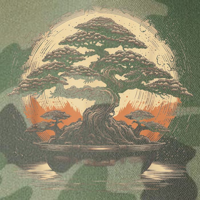Bonsai Tree And The Rising Sun In Japan Legacy Tie Dye Trucker Hat