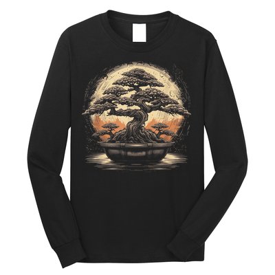 Bonsai Tree And The Rising Sun In Japan Long Sleeve Shirt