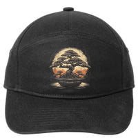 Bonsai Tree And The Rising Sun In Japan 7-Panel Snapback Hat