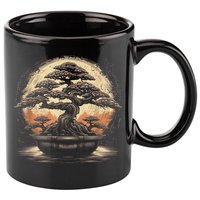 Bonsai Tree And The Rising Sun In Japan 11oz C Handle Ceramic Mug