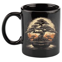 Bonsai Tree And The Rising Sun In Japan 11oz C Handle Ceramic Mug