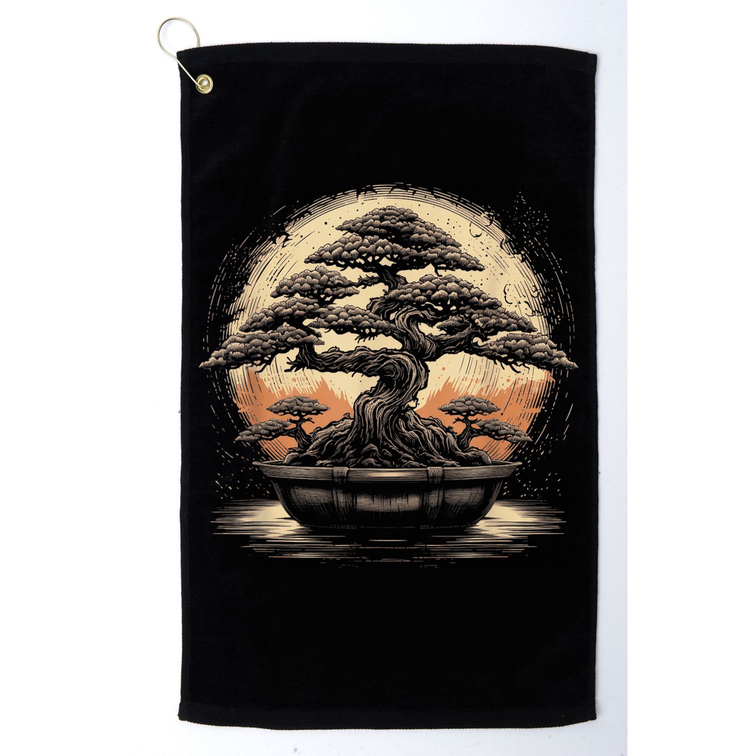Bonsai Tree And The Rising Sun In Japan Golf Towel
