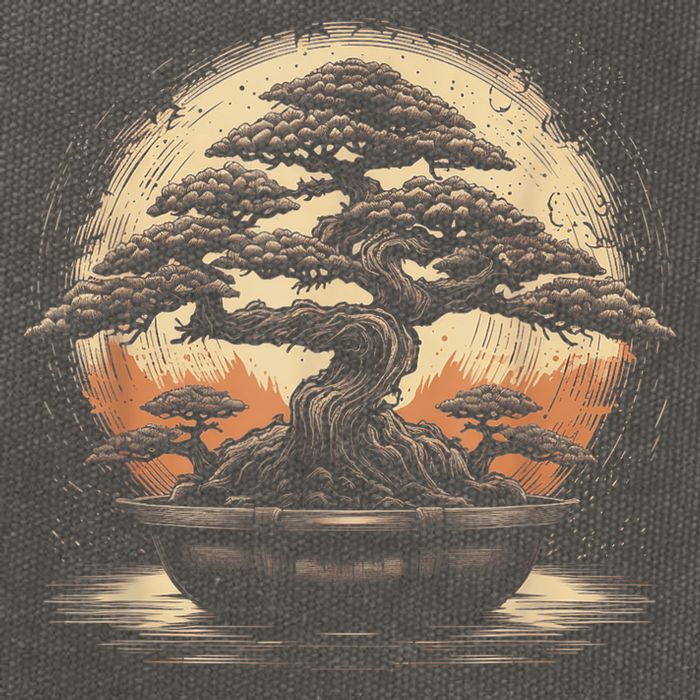Bonsai Tree And The Rising Sun In Japan Cotton Canvas Backpack