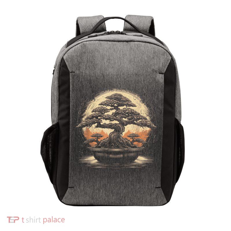 Bonsai Tree And The Rising Sun In Japan Vector Backpack