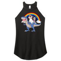 Boston Terrier And Unicorn Riding Dinosaur Women’s Perfect Tri Rocker Tank