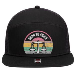 Born To Argue Retro Justice Balance Scales 7 Panel Mesh Trucker Snapback Hat