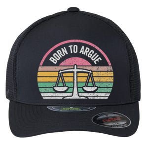 Born To Argue Retro Justice Balance Scales Flexfit Unipanel Trucker Cap