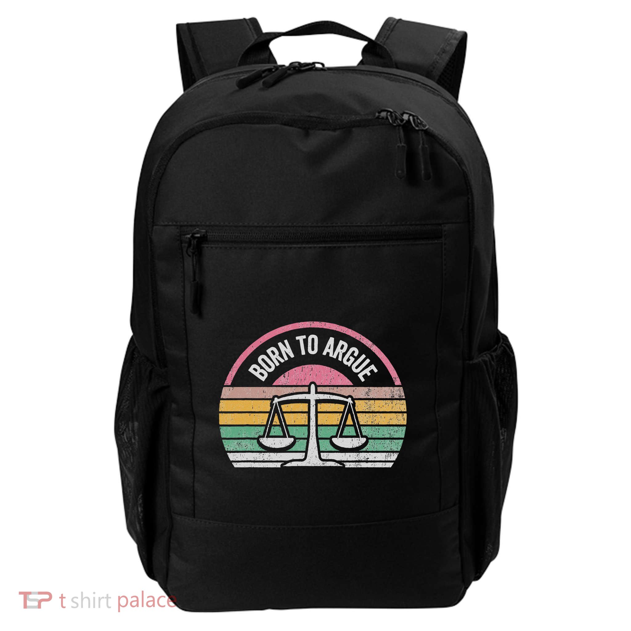 Born To Argue Retro Justice Balance Scales Daily Commute Backpack