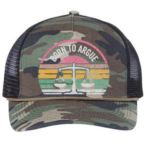 Born To Argue Retro Justice Balance Scales Retro Rope Trucker Hat Cap